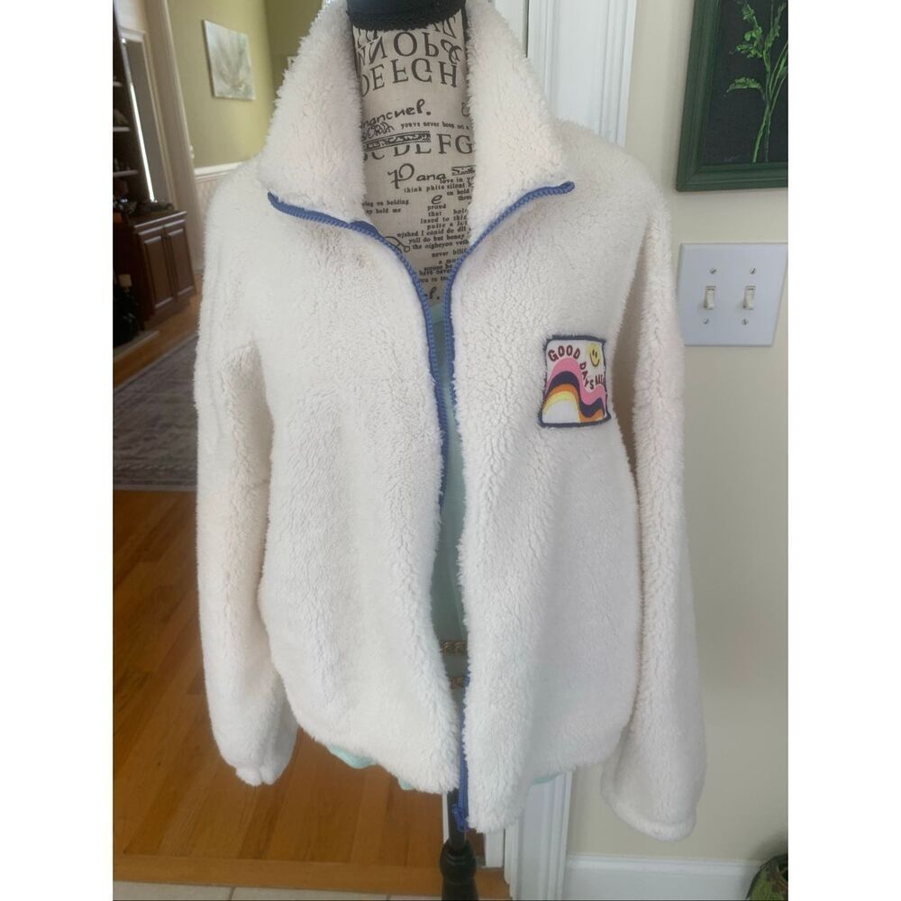 Grayson Threads Cropped Full Zip Fuzzy Jacket, Off-White